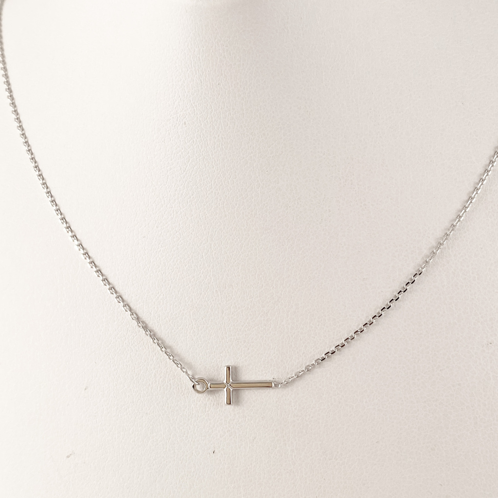 Bílé zlato řetízek s křížkem 39-43cm